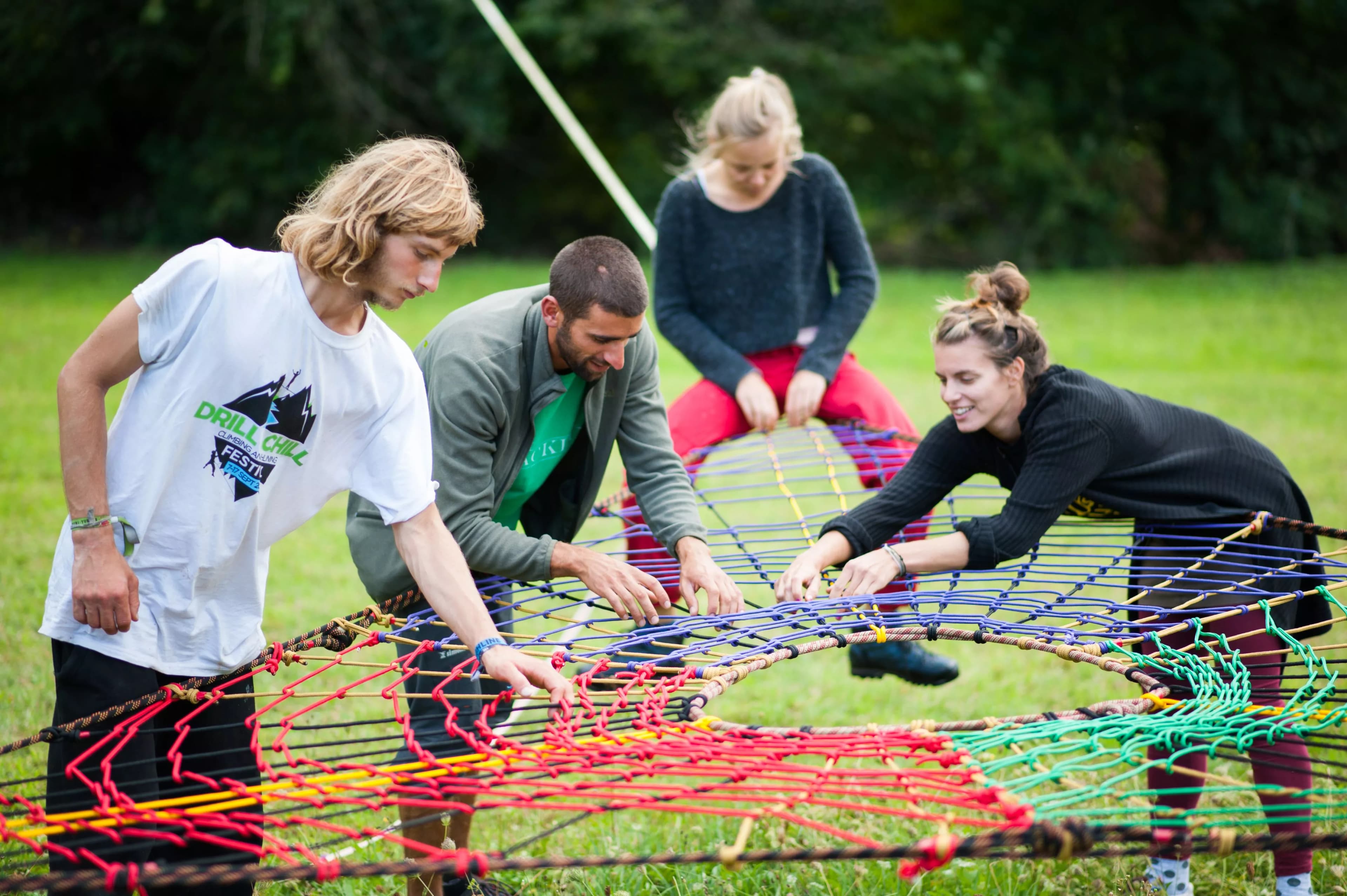 Preparing rope for tightrope walking